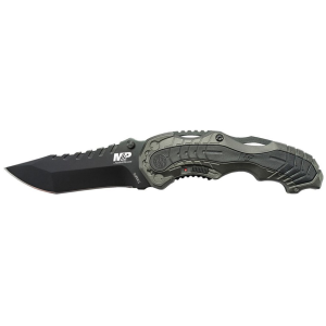 Smith & Wesson M&P M.A.G.I.C. Assisted Opening Pocket Knife 3.4" Clip Point 4034 Black Oxide Blade Aluminum/Rubber Handle Green/Black - Smith & Wesson