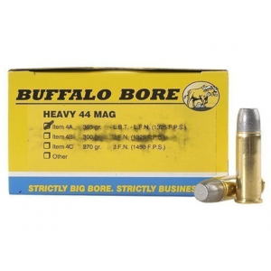 BUFFALO Bore 44 Remington Magnum Ammo 305 Grain Flat Nose Box Of 20
