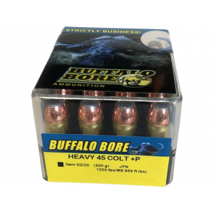 BUFFALO Bore 45 Colt (long Colt) Ammo +p 300 Grain Jacketed Flat Nose Box Of 20