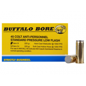 BUFFALO Bore Anti Personnel 45 Colt (long Colt) Ammo 225 Grain Wadcutter Box Of 20