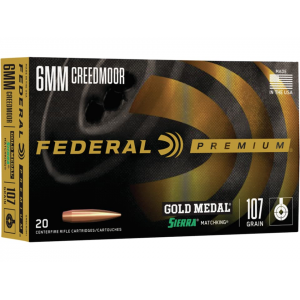 eral Premium Gold Medal 6mm Creedmoor 107 Grain Sierra MatchKing Jacketed Hollow Point Box Of 20 Ammo