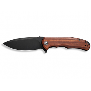 CIVIVI Praxis Pocket Knife 3.75" Drop Point 9Cr18MoV Black Stonewash Blade Cuibourtia Wood Handle Brown - Civivi