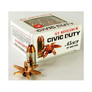 G2 Research Civic Duty 45 Acp Ammo 164 Grain G2 R.i.p. Solid Hollow Point Lead Free Box Of 20
