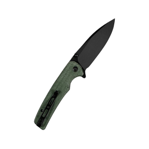 Sencut Sachse Folding Knife 3.47" Drop Point 9Cr18MoV Black Stonewash Blade Micarta Handle Green - Sencut