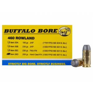 BUFFALO Bore 460 Rowland Ammo 255 Grain Flat Nose Box Of 20