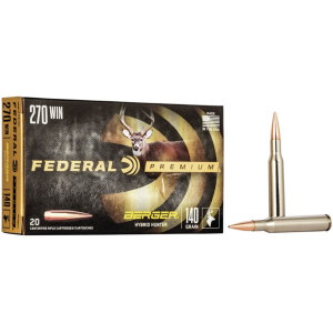Federal Premium 270 Winchester Ammo 140 Grain Berger Hybrid Hunter Jacketed Hollow Point Box of 20