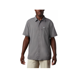 Columbia Men's PFG Slack Tide Camp Short Sleeve Shirt City Gray XL Tall - Columbia