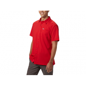 COLUMBIA Men's PFG Slack Tide Camp Short Sleeve Shirt Red Spark Large Tall