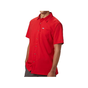 Columbia Men's PFG Slack Tide Camp Short Sleeve Shirt Red Spark Large - Columbia