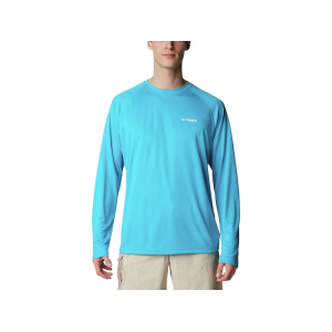 Columbia Men's PFG Solar Stream Long Sleeve Crew Neck Shirt Ocean Blue Large - Columbia