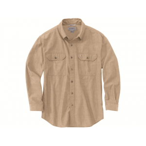 CARHARTT Men's Loose Fit Midweight Chambray Long Sleeve Shirt Dark Tan Chambray Large Tall