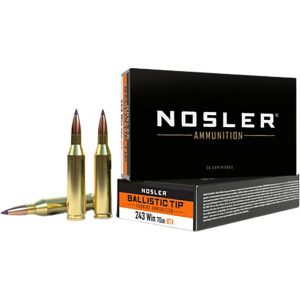 ler BT Varmint 243 Winchester 70 Grain Nosler Ballistic Tip Polymer Tip Box Of 20 Ammo