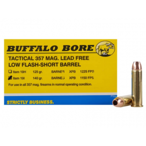 651815019291 BUFFALO Bore Short Barrel Low Flash 357 Magnum Ammo 140 Grain Barnes Tac-xp Solid Hollow Point Lead Free Box Of 20 651815019291 113724