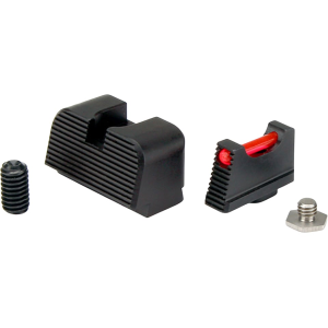 Zaffiri Precision Suppressor Height HD Sight Set for Glock 17, 19, 22, 23, 24, 26, 27, 31, 32, 33, 34, 35, 36, 38 Steel Fiber Optic Front, Black Rear - Zaffiri Precision
