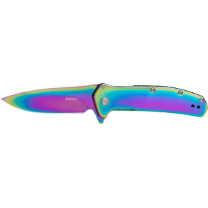 Kershaw Outcome Assisted Opening Pocket Knife 2.8" Drop Point 8Cr13MoV Rainbow Blade Stainless Steel Handle Rainbow - Kershaw