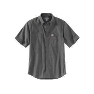 Carhartt Men's Rugged Flex Relaxed Fit Midweight Canvas Short Sleeve Shirt Gravel Large