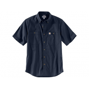 CARHARTT Men's Rugged Flex Relaxed Fit Midweight Canvas Short Sleeve Shirt Navy 2XL