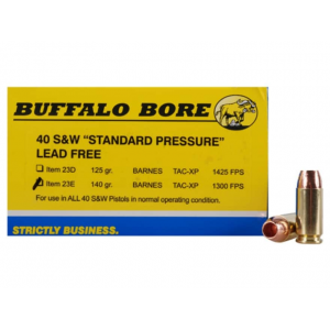 BUFFALO Bore Outdoorsman 40 S&w Ammo 140 Grain Barnes Tac-xp Solid Hollow Point Lead Free Box Of 20