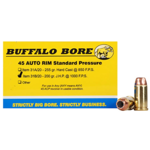 651815031026 BUFFALO Bore 45 Auto Rim (not Acp) Ammo 200 Grain Jacketed Hollow Point Box Of 20 651815031026 432237