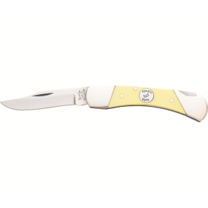 Bear & Son C305 Pocket Knife 2.75" Clip Point 1095 Satin Blade Delrin Handle Yellow - Bear & Son