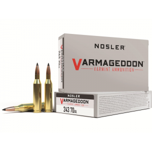 Nosler Varmageddon 243 Winchester Ammo 70 Grain Nosler Varmageddon Polymer Tip Box of 20 - Nosler