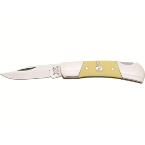 Bear & Son C326 Pocket Knife 2.25" Drop Point 1095 Satin Blade Delrin Handle Yellow - Bear & Son
