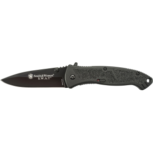 Smith & Wesson SWATLB Assisted Opening Pocket Knife 3.7" Drop Point 7Cr17MoV Black Oxide Blade Aluminum Handle Black - Smith & Wesson