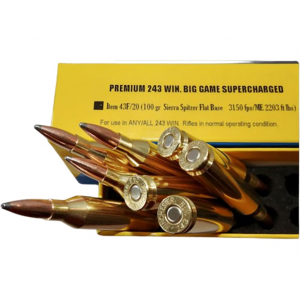 falo Bore Supercharged 243 Winchester 100 Grain Spitzer Box Of 20 Ammo