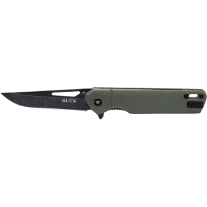 Buck Knives Infusion Assisted Opening Pocket Knife 3.25" Modified Tanto 7Cr13 Black Blade G-10 Handle Olive Drab - Buck Knives