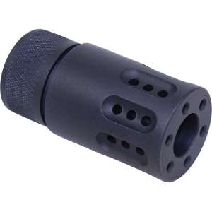 GUNTEC USA Mini Muzzle Brake with Slip-Over Barrel Shroud AR-15 1/2"-28 Thread 223 Remington, 5.56x45mm NATO Steel Matte - Guntec Usa