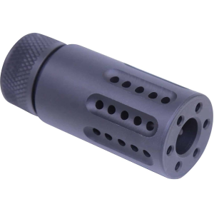 GunTec Muzzle Brake with Short Slip-Over Barrel Shroud AR-15 1/2"-28 Thread 223 Remington, 5.56x45mm NATO, 9mm Steel Matte - Guntec Usa