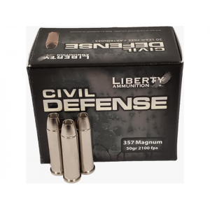 erty Ammunition Civil Defense 357 Magnum 50 Grain Fragmenting Hollow Point Lead Free Box Of 20 Ammo
