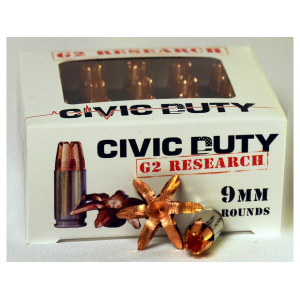 G2 Research Civic Duty 9mm Luger Ammo 96 Grain G2 R.i.p. Solid Hollow Point Lead Free Box Of 20