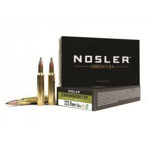 NOSLER E-tip 223 Remington Ammo 55 Grain NOSLER Expansion Tip (e-tip) Polymer Tip Lead Free Box Of 20