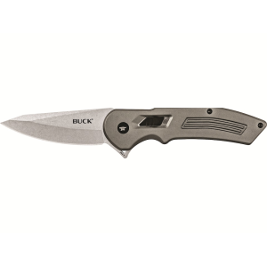 Buck Knives 262 Hexam Assist Assisted Opening Pocket Knife 3.3" Drop Point 7Cr13 Satin Blade Aluminum Handle Gray - Buck Knives