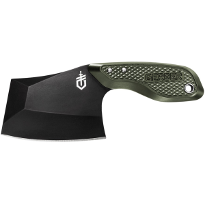 Gerber Tri-Tip Mini Cleaver 2.9" Black 7Cr17MoV Stainless Steel Blade Aluminum Handle Green - Gerber