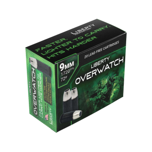 Liberty Overwatch 9mm Luger P Ammo 72 Grain Solid Hollow Point Lead Free Box Of 20 erty Overwatch 9mm Luger P 72 Grain Solid Hollow Point Lead Free Box Of 20 Ammo