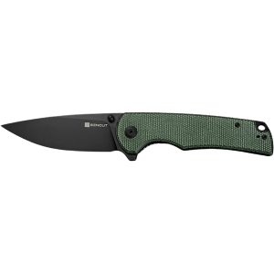 Sencut Praktisk Pocket Knife 3.59" Drop Point 9Cr18MoV Black Blade Canvas Micarta Handle Green - Sencut