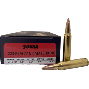 Sierra MatchKing Competition Folds of Honor 223 Remington Ammo 77 Grain Jacketed Hollow Point Box of 20 - Sierra