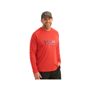HUK Men's Pursuit Crew Shirt Channel Marker Large