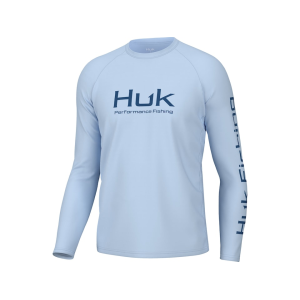 Huk Men's Vented Pursuit Long Sleeve Crew Neck T Shirt Ice Water XL - Huk