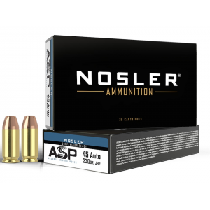 NOSLER Asp 45 Acp Ammo 230 Grain Jacketed Hollow Point Box Of 50