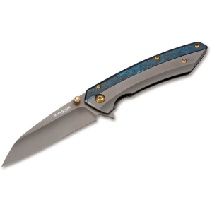 Boker Knives Cobalt Assisted Opening Pocket Knife 3.46" Wharncliffe 440A Gray Blade Stainless Steel Handle Blue - Boker Knives
