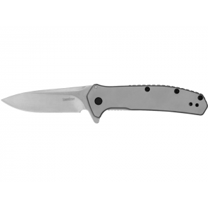 Kershaw Outcome Assisted Opening Pocket Knife 2.8" Clip Point 8Cr13MoV Stonewashed Blade Stainless Steel Handle Beadblasted - Kershaw