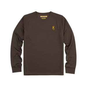 Browning Men's Tech Long Sleeve Crew Neck T Shirt Major Brown 2XL - Browning