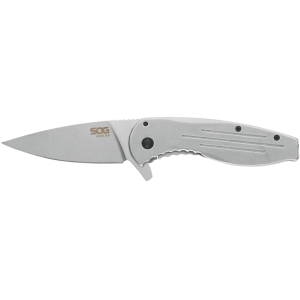 Sog SOG Aegis FLK Pocket Knife 3.4" Drop Point 8Cr13MoV Stonewashed Blade Stainless Steel Handle Gray - $39.95 at MidwayUSA
