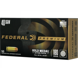 eral Premium Gold Medal Match 40 S&W 180 Grain Full Metal Jacket Box Of 50 Ammo