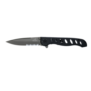 Gerber EVO Pocket Knife 3.4" Partially Serrated Spear Point 440A Titanium Nitride Blade Aluminum Handle Black - Gerber