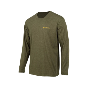 Beretta Men's Wing Drop Long Sleeve Crew Neck T Shirt Heather Military Green Medium - Beretta