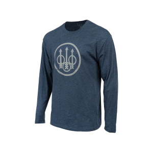 Beretta Men's Trident Logo Long Sleeve Crew Neck T Shirt Navy Heather XL - Beretta